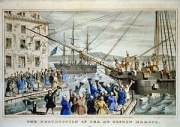 보스턴 차(茶)사건을 그린 전형적인 석판화(1846년작).
